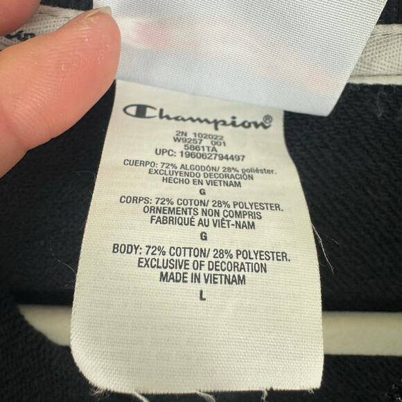 Champion Black Cotton Blend 1/4 Zip Mock Neck Pullover Sweatshirt Size L - Picture 5 of 6